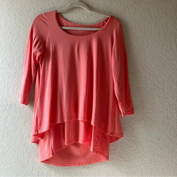 J. Jill Tops - elliptical peach coral loose vacation 3/4 sleeve soft classic spring Lagenlook